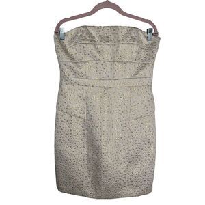 Cynthia Steffe Women's Diandra Metallic Dress Gold Cream Size 12